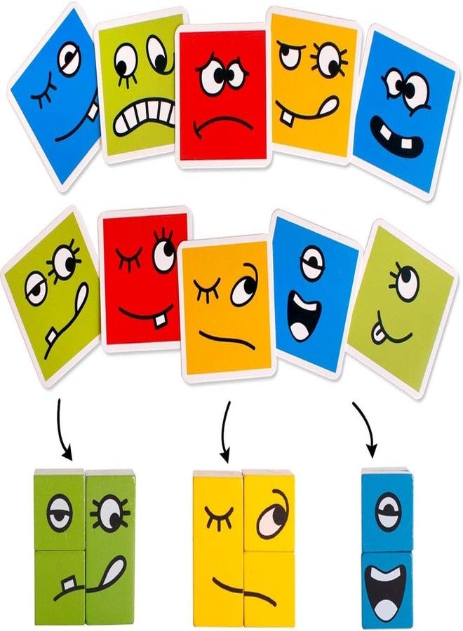 KHUMARI Face Changing Puzzle Game for Kids |Wooden Expression Blocks Brain Teaser Toy | Montessori Educational Toy for 3+ Years | Logical Thinking & Emotion Recognition Game |Fun Puzzle for children's - Image 3